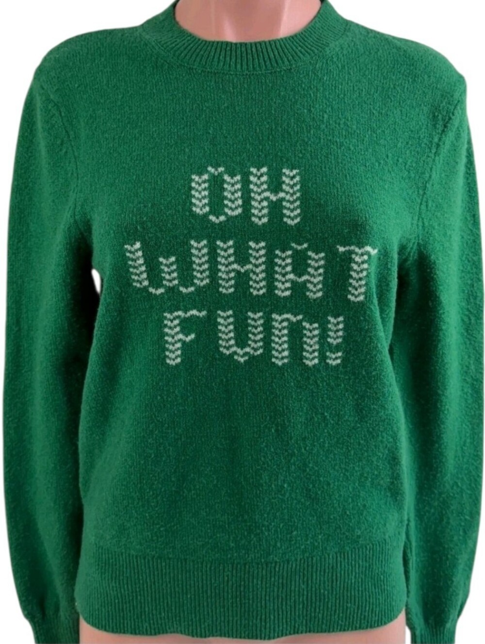 PINK Victoria's Secret Green Crewneck Sweater with White Knit Text
